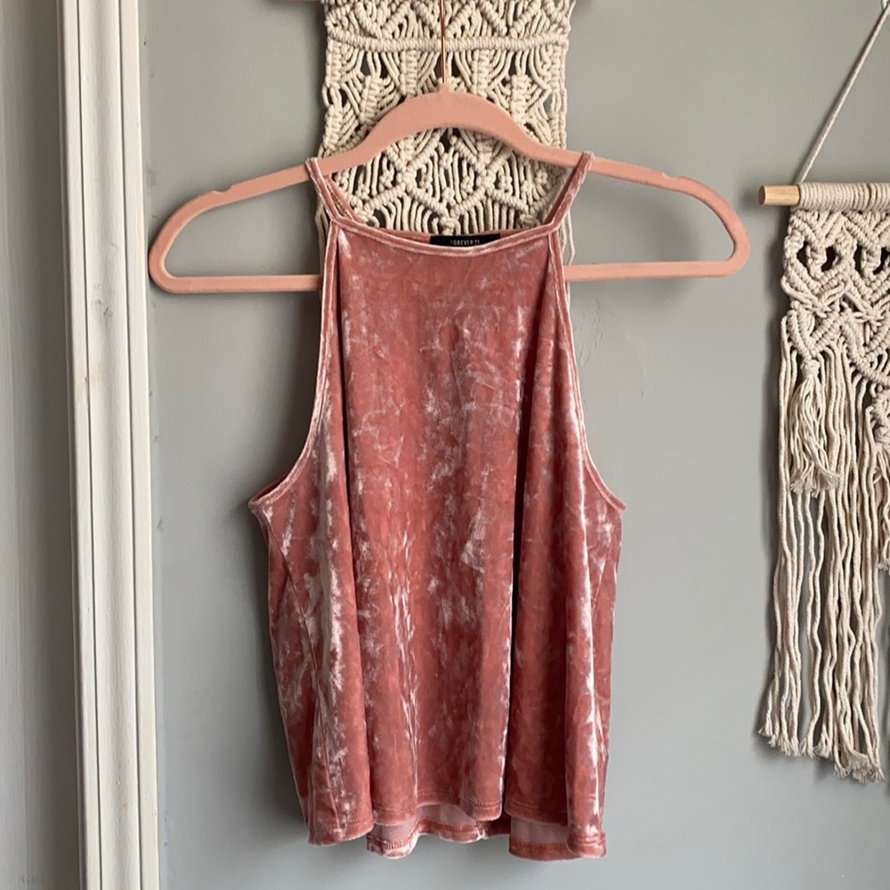 Pink Boxy Velvet Tank